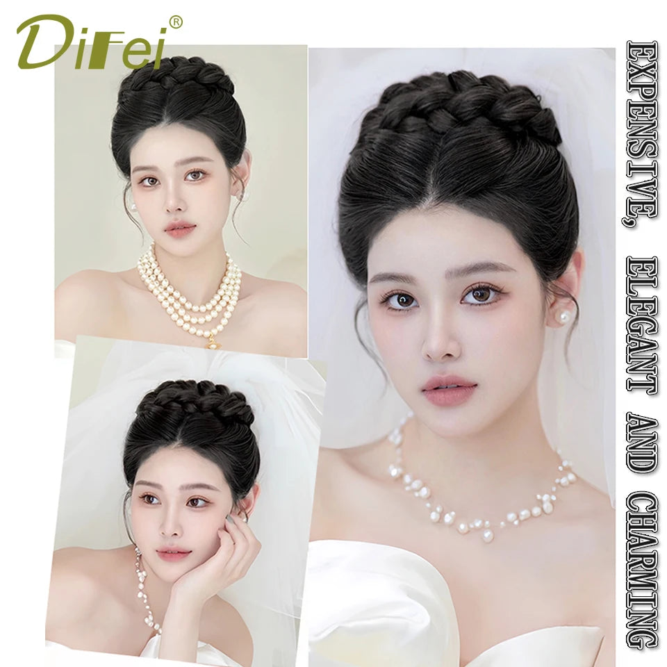 DIFEI Ball Head Synthetic Wig Bag Daughter Princess Headdress Wedding Dress Modeling Bride Wig Contract
