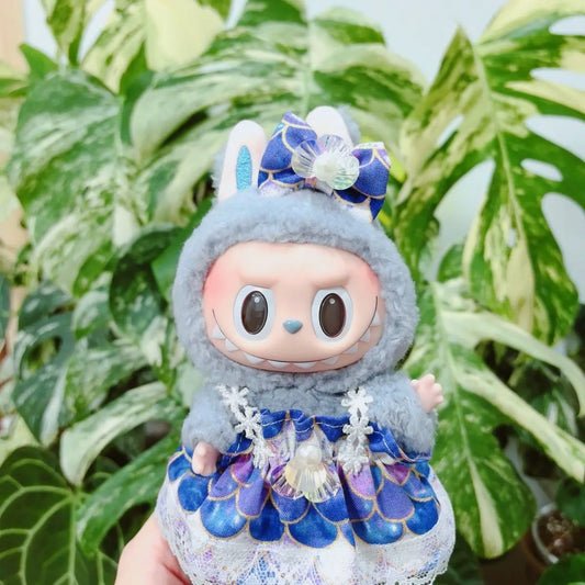 15cm Labubu Idol Dolls Clothes Cute Purple Mermaid Princess Dress Accessories Korea Kpop Exo Clothing Plush Doll'S Clothes
